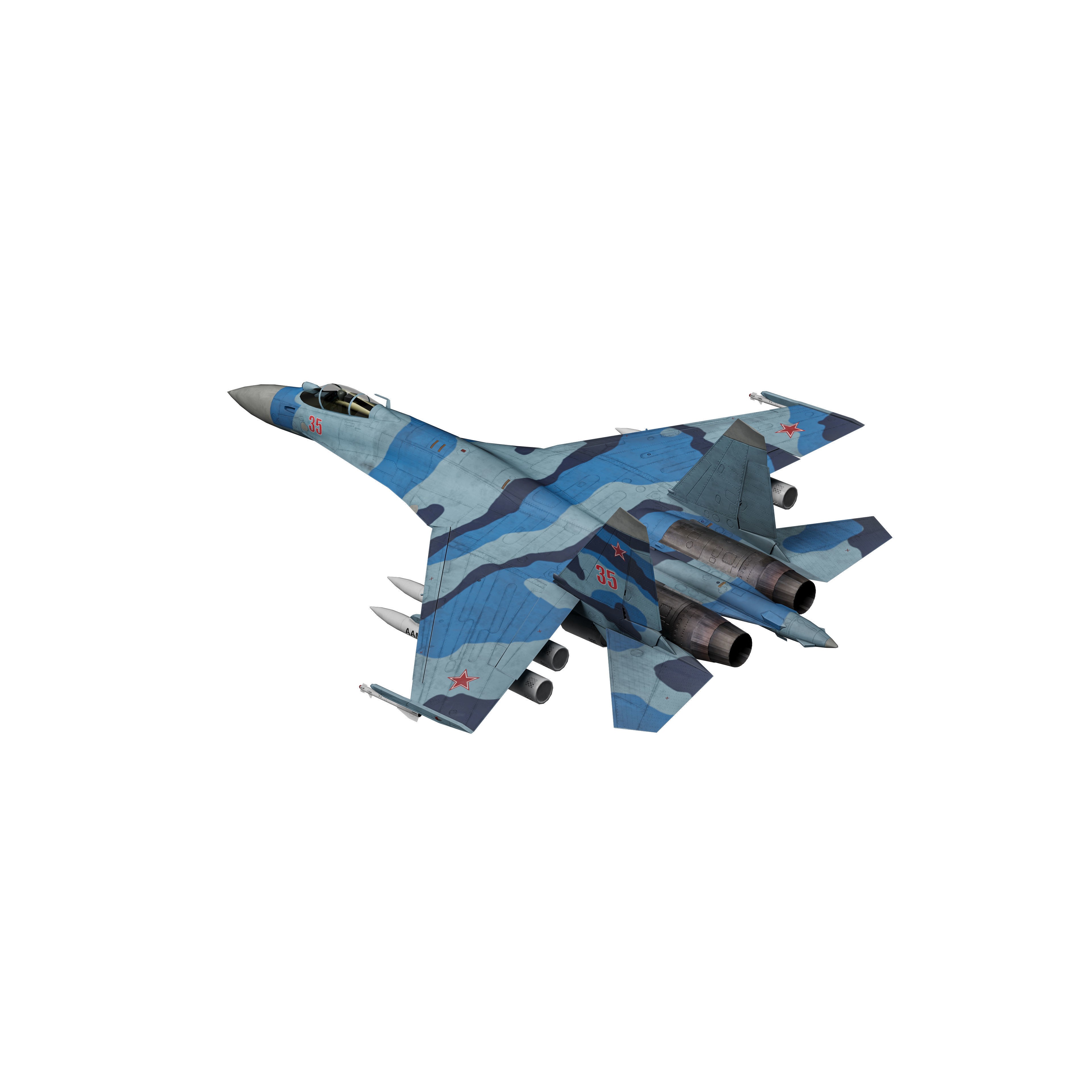 Su-35 Flanker-E - Low-Poly Game-Ready 3D Model - View 5