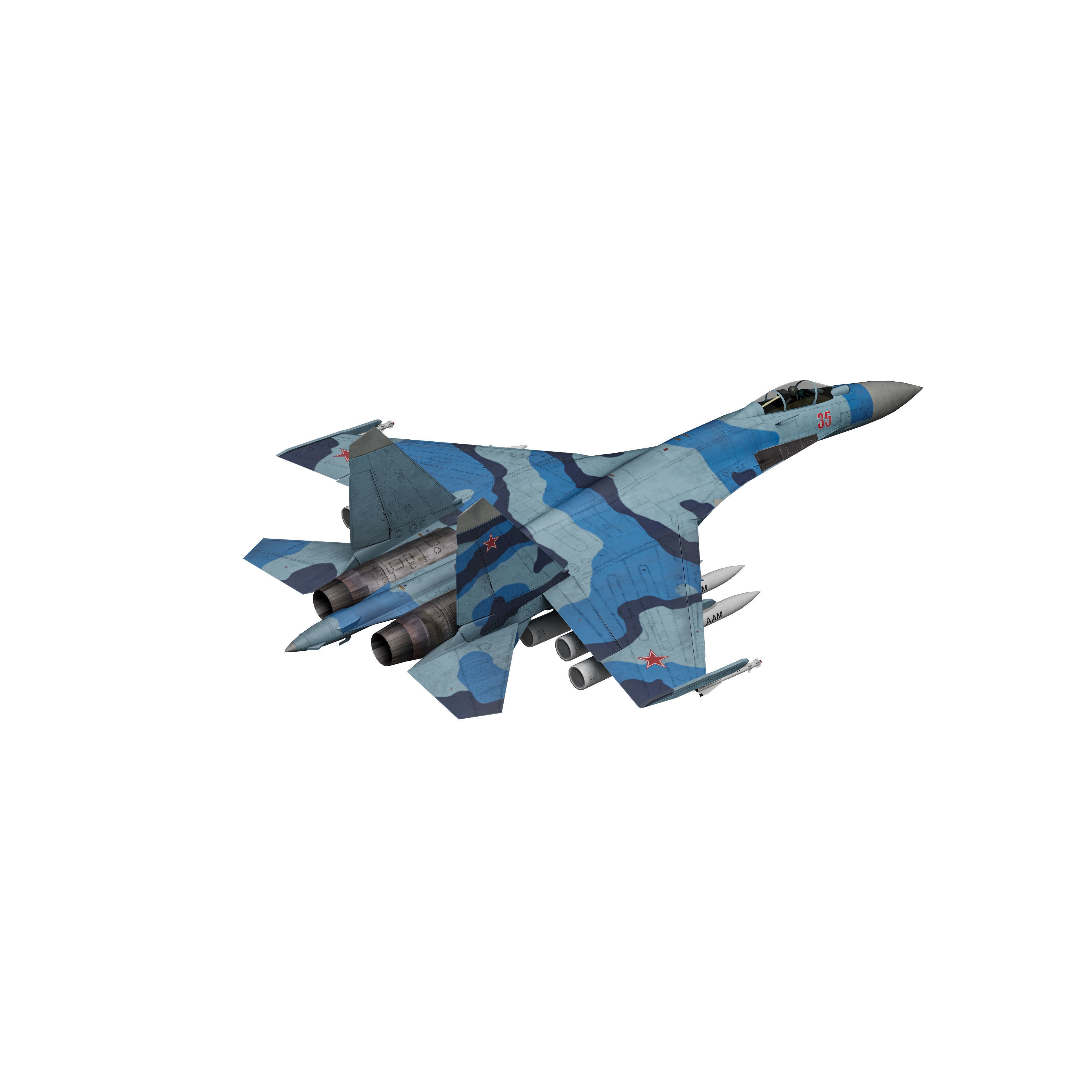 Su-35 Flanker-E - Low-Poly Game-Ready 3D Model - View 6