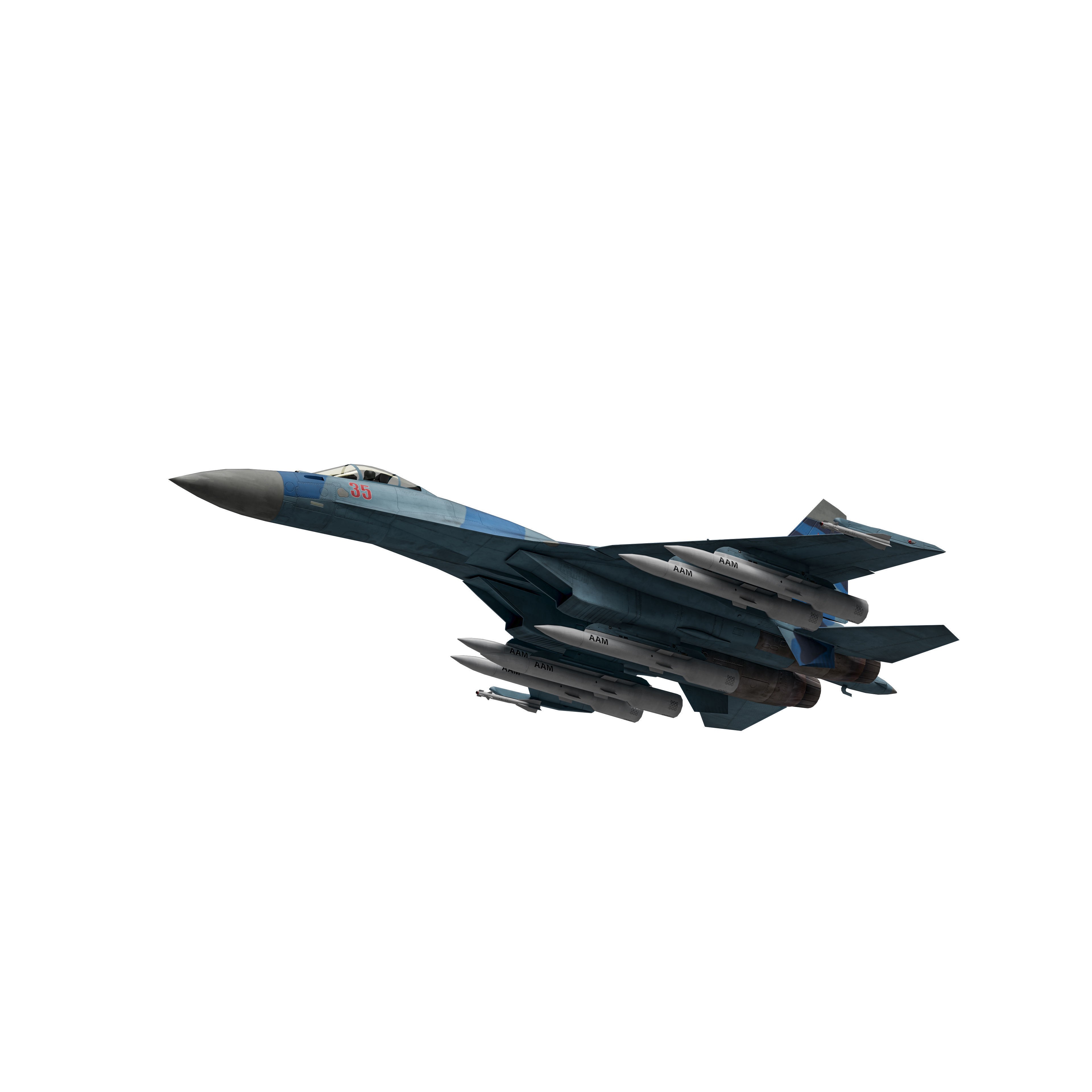 Su-35 Flanker-E - Low-Poly Game-Ready 3D Model - View 7