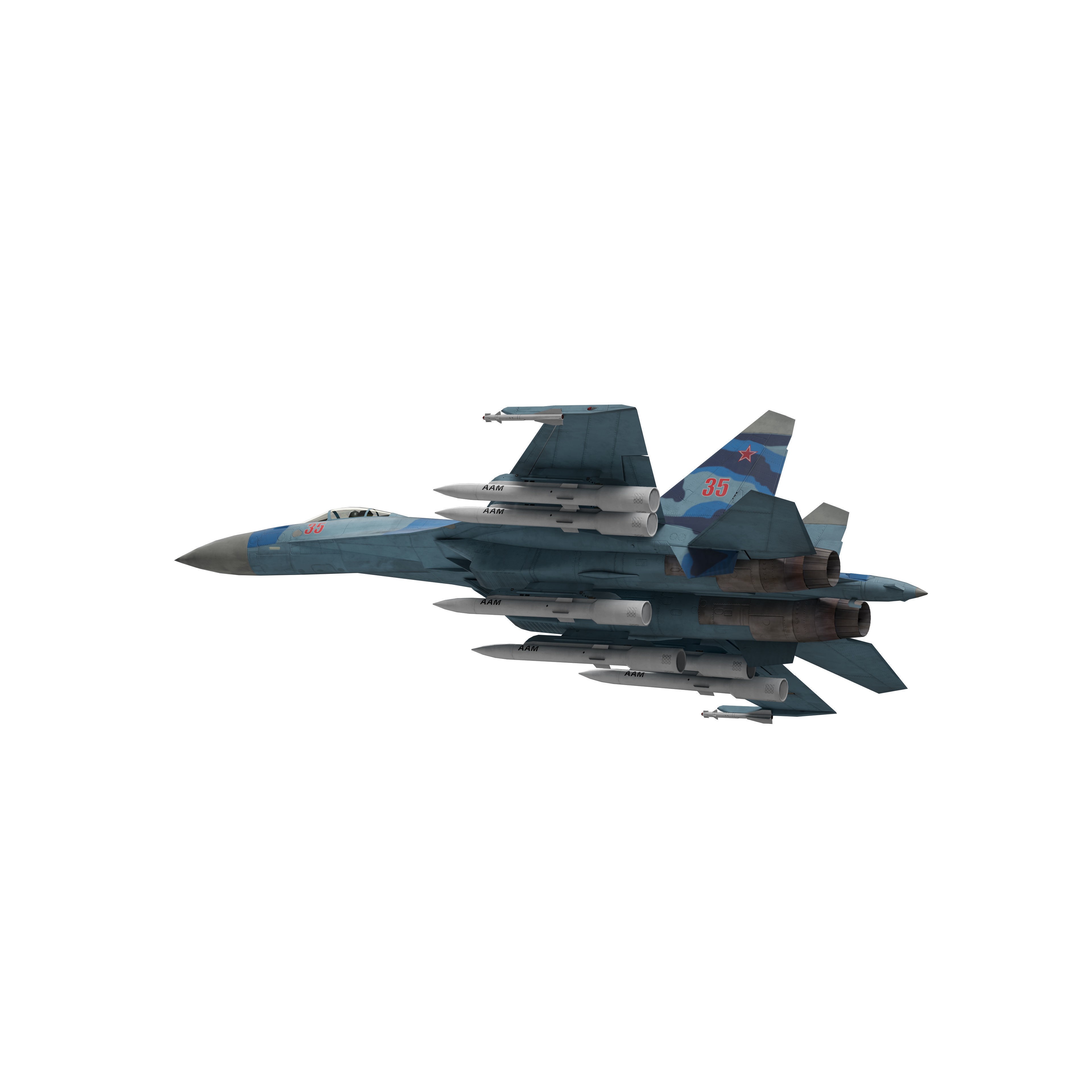 Su-35 Flanker-E - Low-Poly Game-Ready 3D Model - View 8
