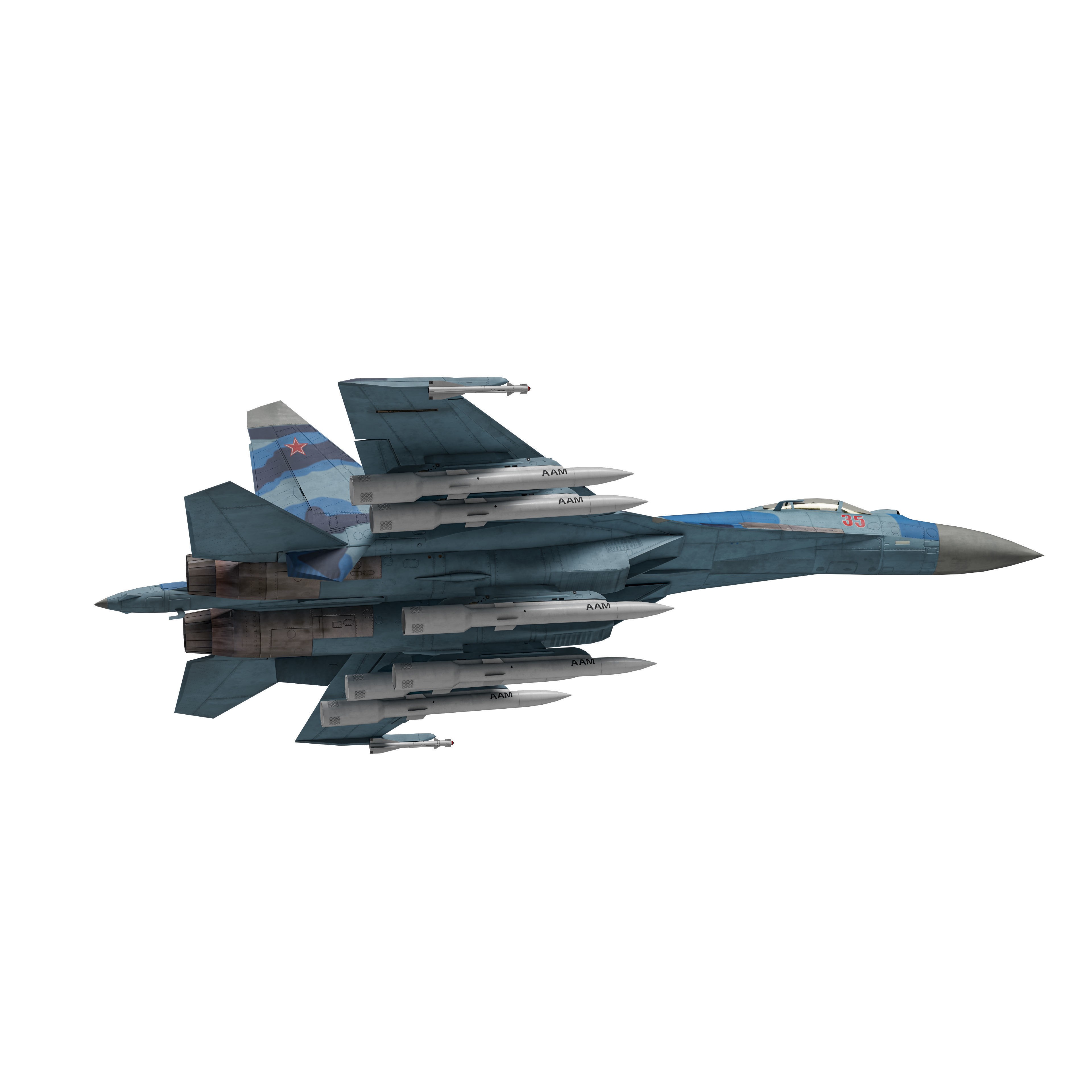 Su-35 Flanker-E - Low-Poly Game-Ready 3D Model - View 9