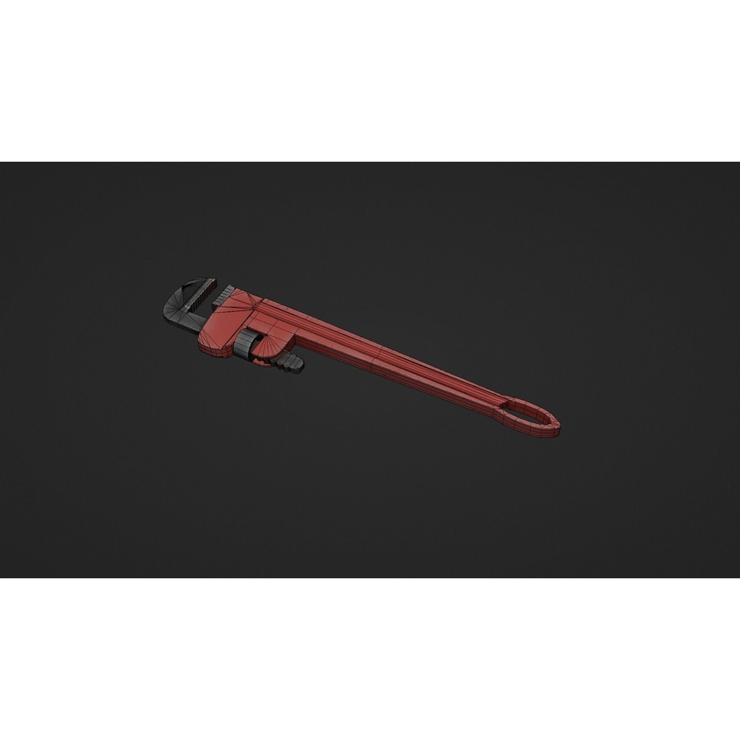 Pipe Wrench 3D Model – Low Poly Game-Ready Asset, FBX & OBJ - View 10