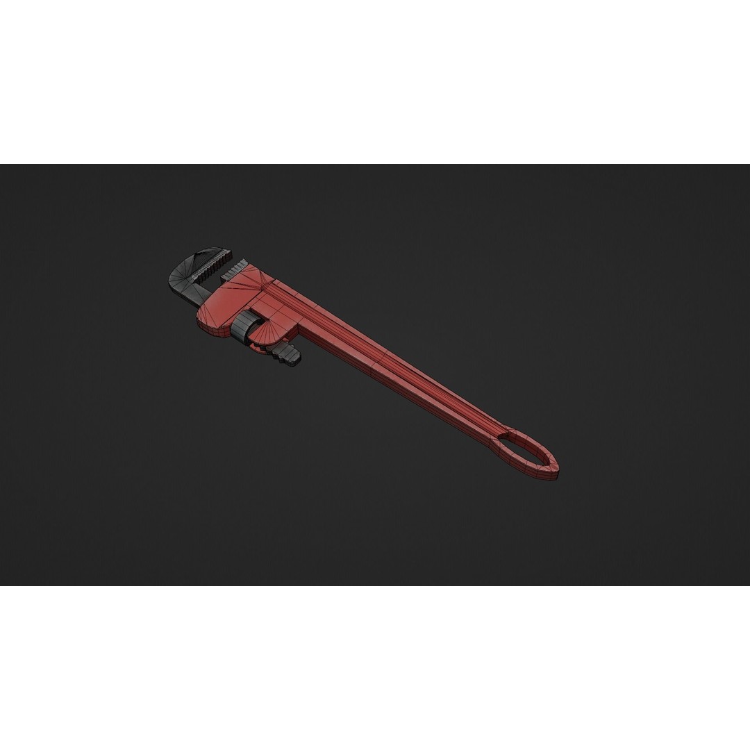 Pipe Wrench 3D Model – Low Poly Game-Ready Asset, FBX & OBJ - View 14