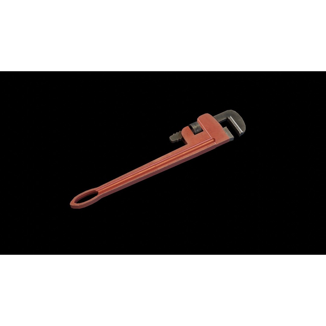 Pipe Wrench 3D Model – Low Poly Game-Ready Asset, FBX & OBJ - View 4