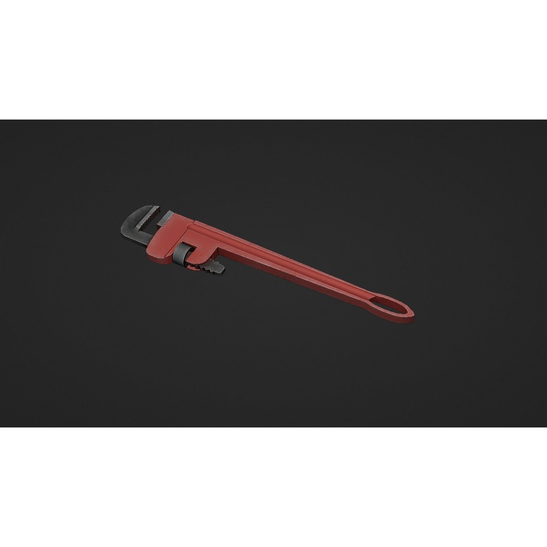 Pipe Wrench 3D Model – Low Poly Game-Ready Asset, FBX & OBJ - View 9