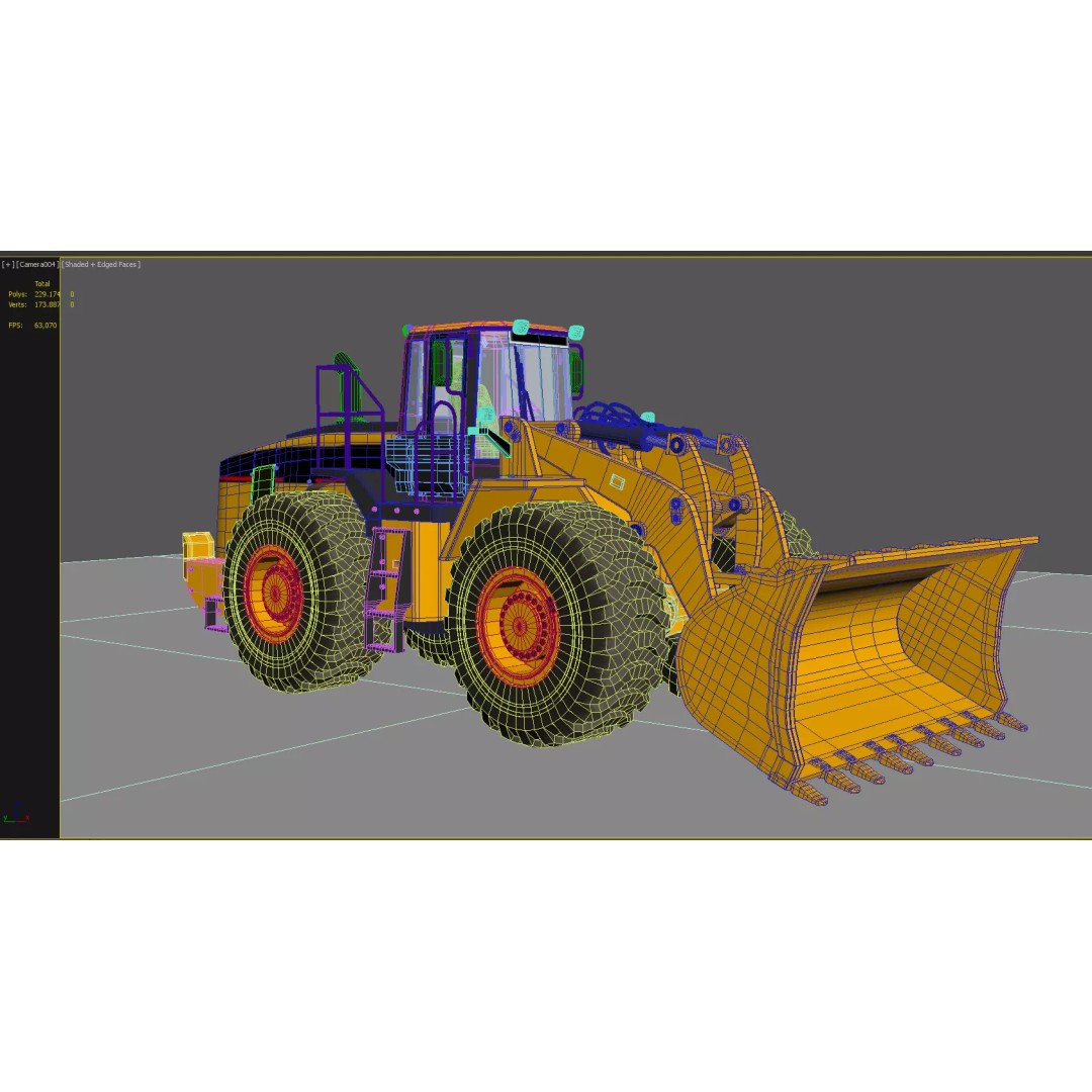 Wheel Loader 3D Model – High Poly Industrial Machine, FBX, OBJ - View 9