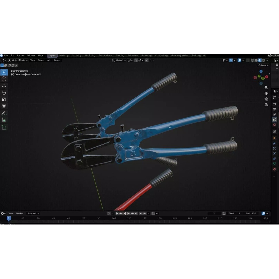 Bolt Cutter 3D Model – Low Poly Game Ready Asset, FBX & PBR Textures