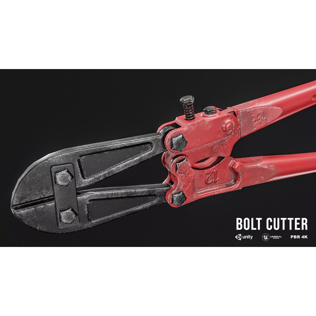 Bolt Cutter 3D Model – Low Poly Game Ready Asset, FBX & PBR Textures - View 2