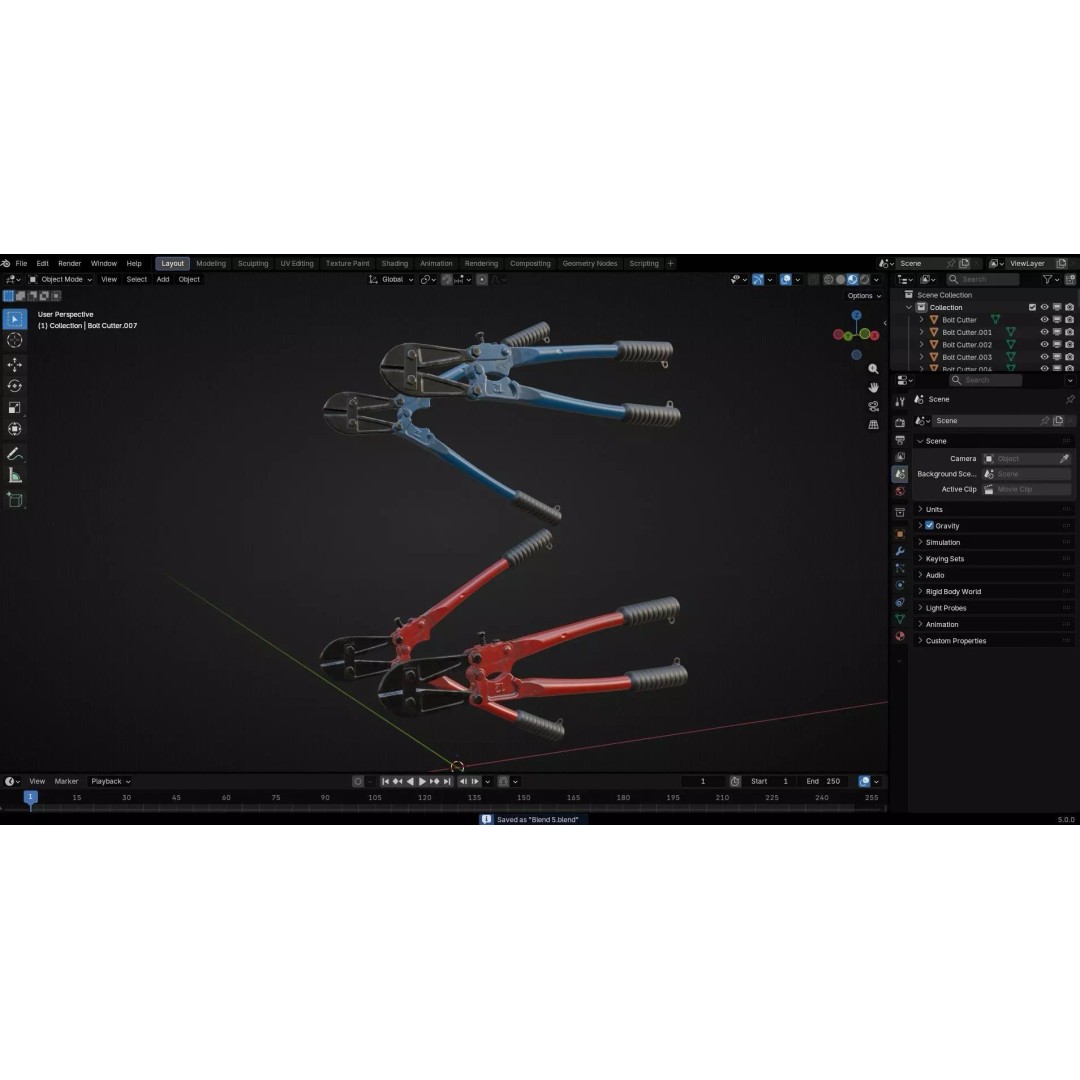 Bolt Cutter 3D Model – Low Poly Game Ready Asset, FBX & PBR Textures - View 40
