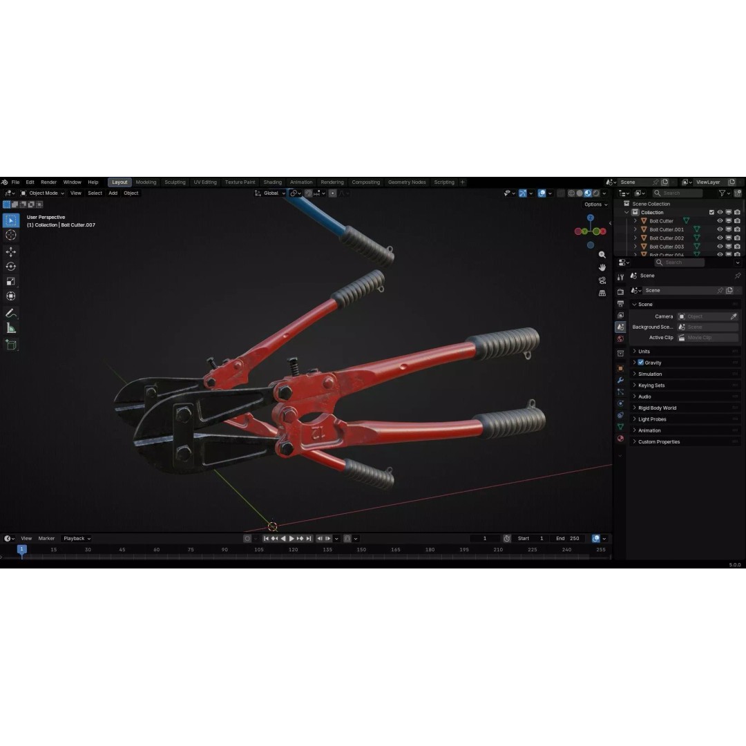 Bolt Cutter 3D Model – Low Poly Game Ready Asset, FBX & PBR Textures - View 41