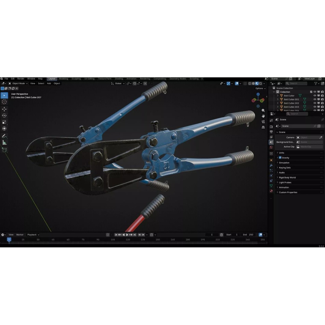 Bolt Cutter 3D Model – Low Poly Game Ready Asset, FBX & PBR Textures - View 43