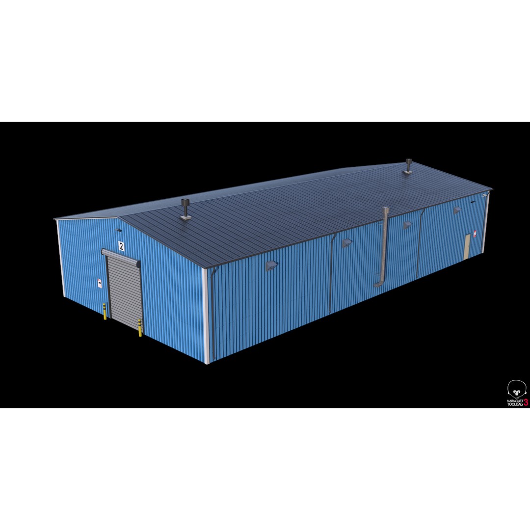 Industrial Building 3D Model – Low Poly Game Asset, FBX, OBJ