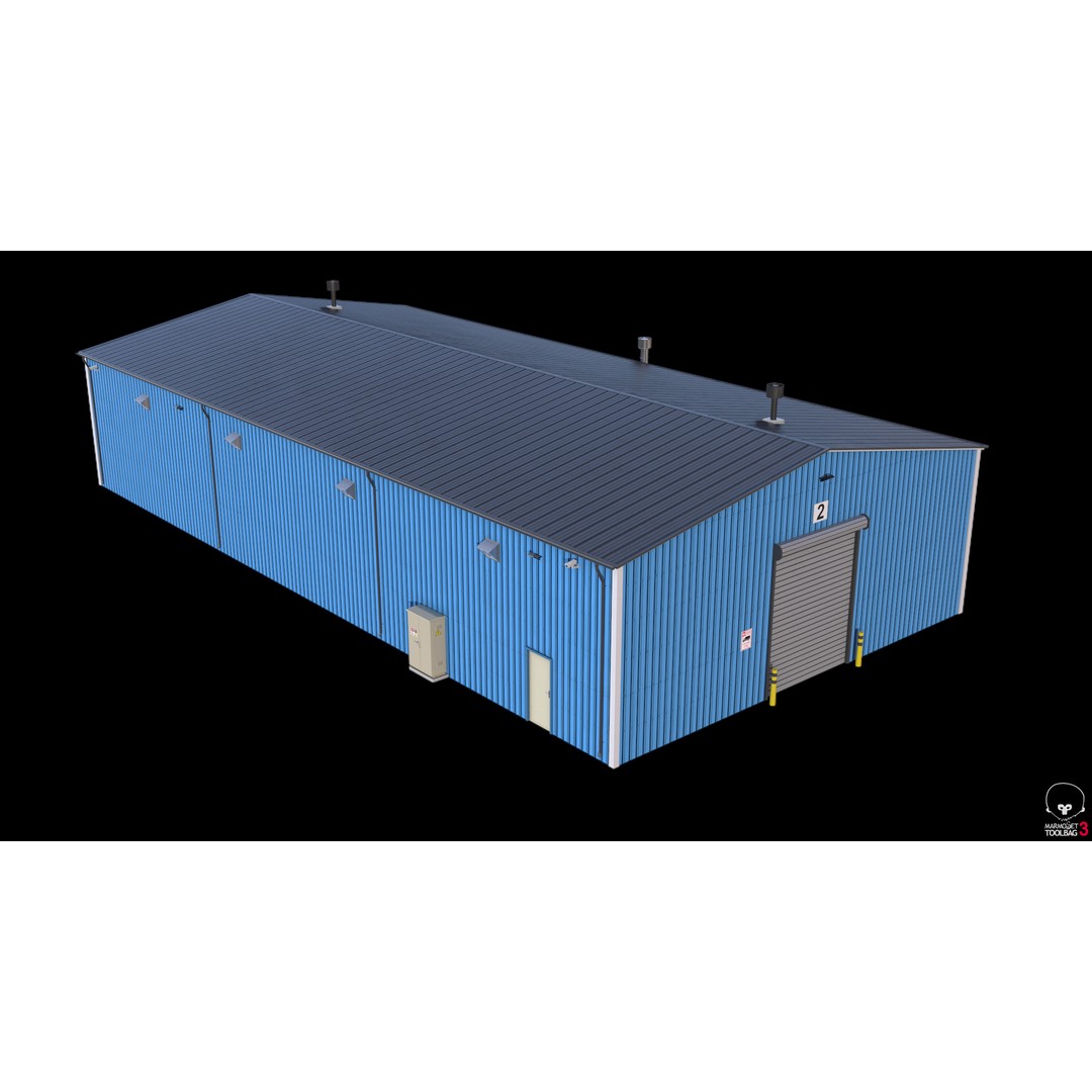 Industrial Building 3D Model – Low Poly Game Asset, FBX, OBJ - View 11