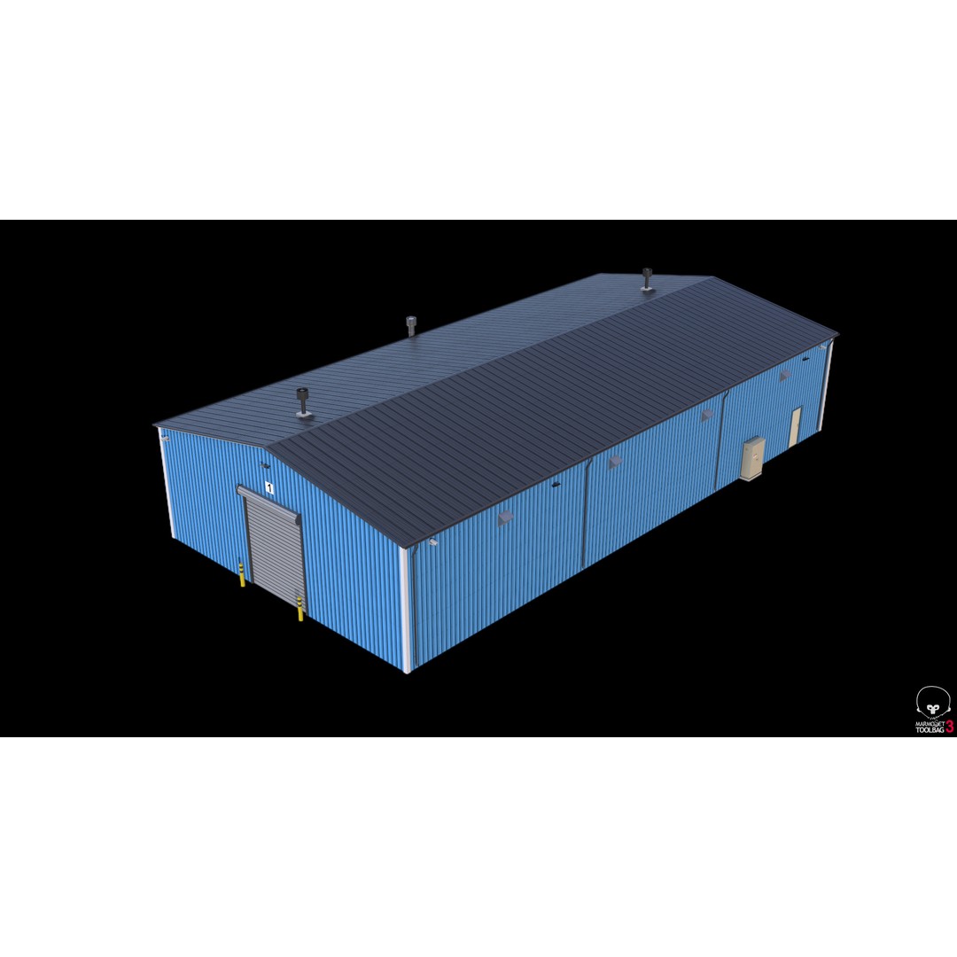 Industrial Building 3D Model – Low Poly Game Asset, FBX, OBJ - View 13