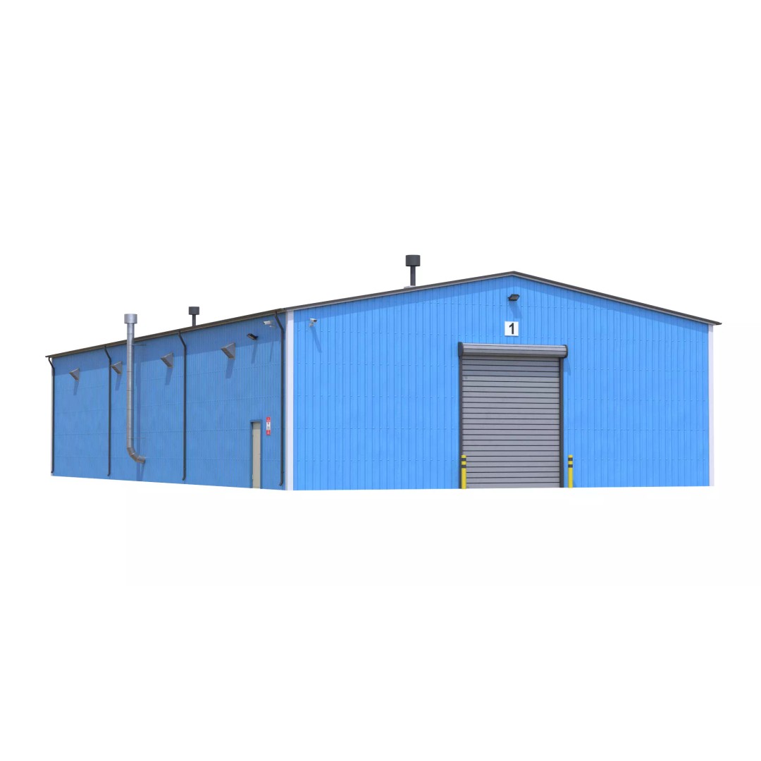 Industrial Building 3D Model – Low Poly Game Asset, FBX, OBJ - View 2