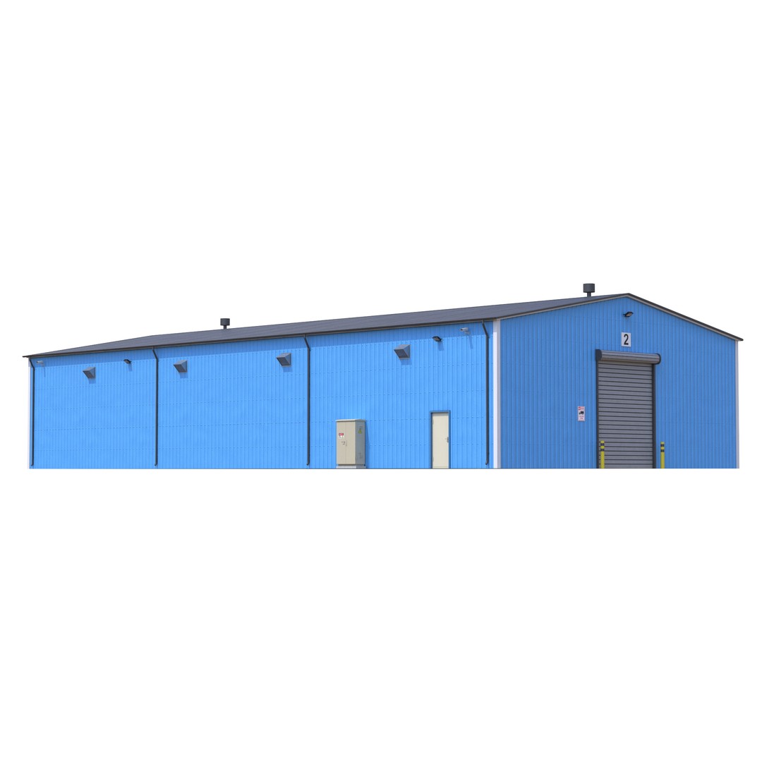 Industrial Building 3D Model – Low Poly Game Asset, FBX, OBJ - View 5