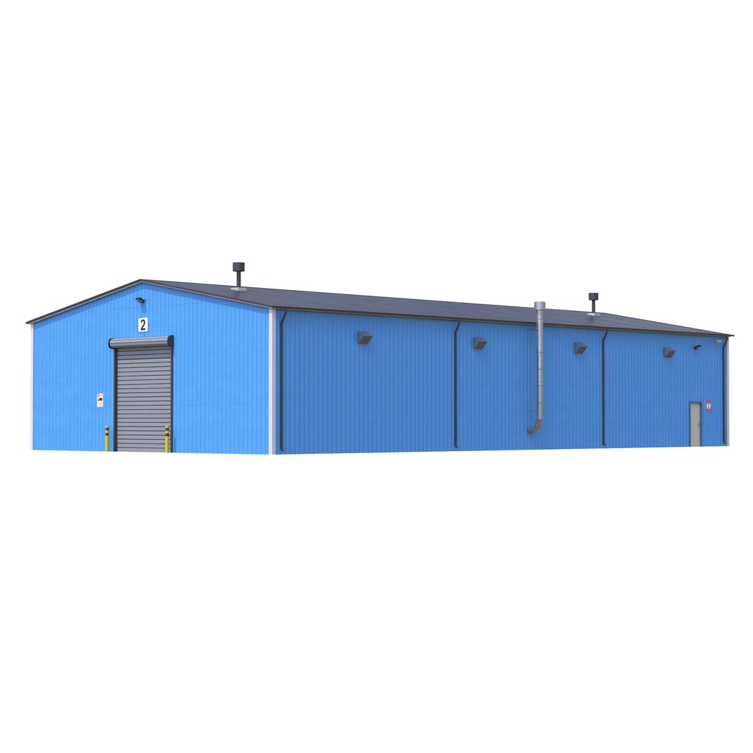 Industrial Building 3D Model – Low Poly Game Asset, FBX, OBJ - View 6