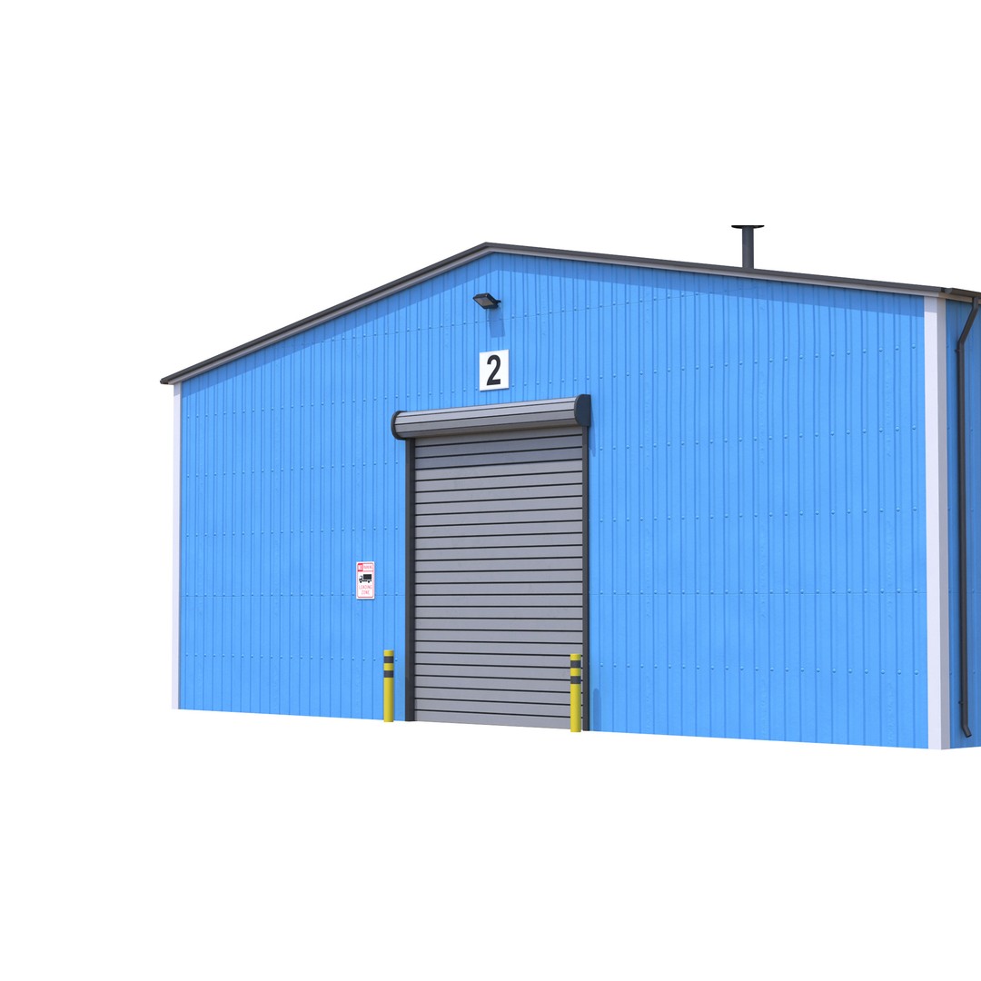 Industrial Building 3D Model – Low Poly Game Asset, FBX, OBJ - View 8