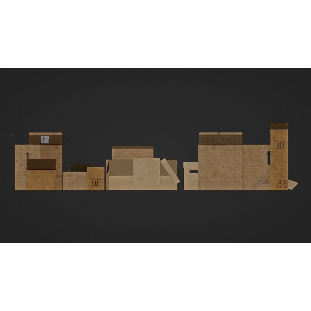 Cardboard Boxes 3D Model – Low Poly Game Asset, PBR Textures, FBX - View 18