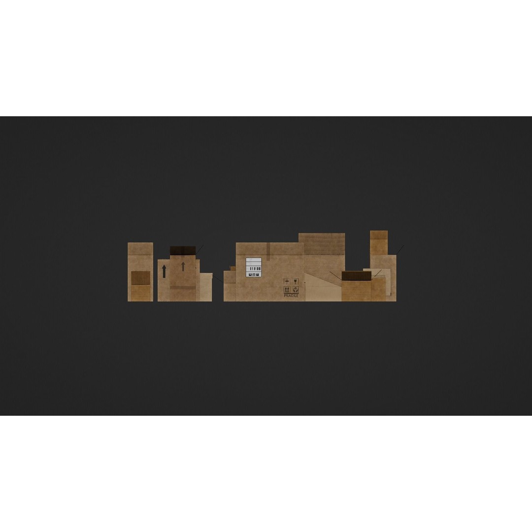 Cardboard Boxes 3D Model – Low Poly Game Asset, PBR Textures, FBX - View 22