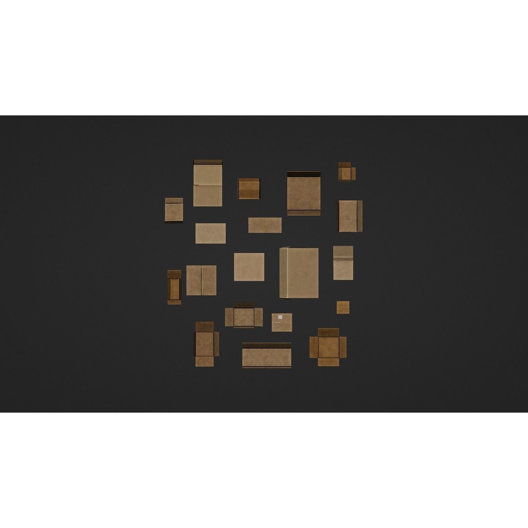Cardboard Boxes 3D Model – Low Poly Game Asset, PBR Textures, FBX - View 24