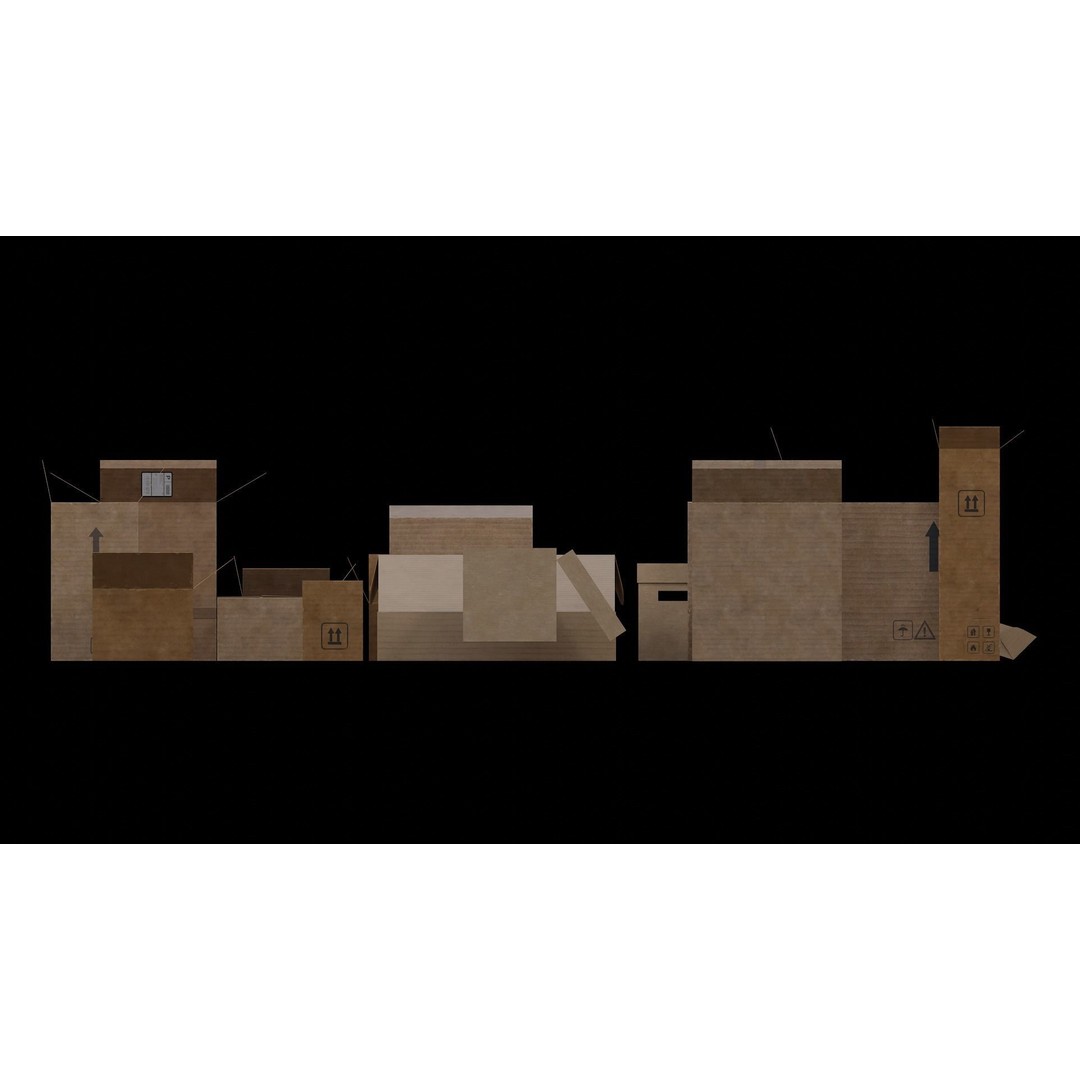 Cardboard Boxes 3D Model – Low Poly Game Asset, PBR Textures, FBX - View 7