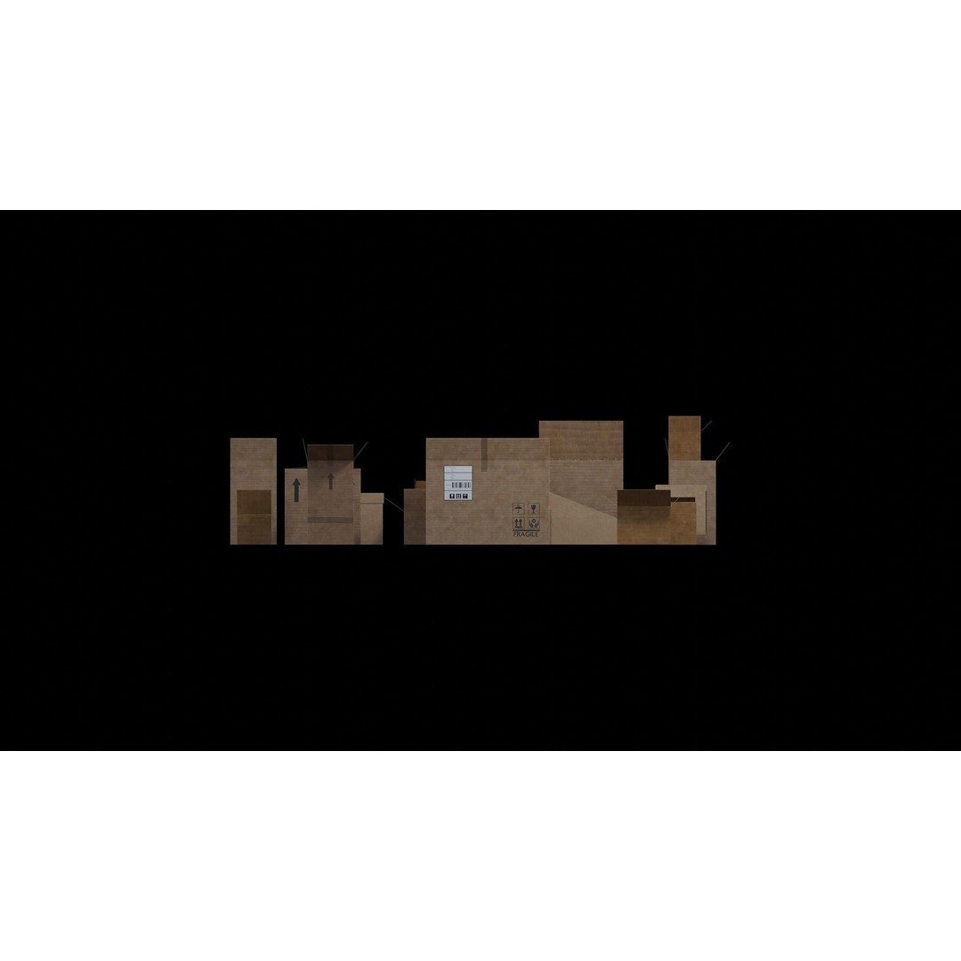 Cardboard Boxes 3D Model – Low Poly Game Asset, PBR Textures, FBX - View 8