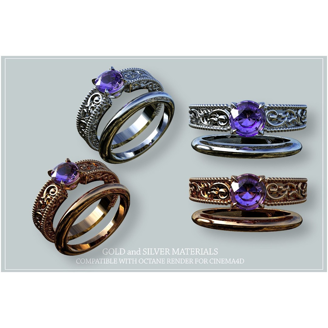 Gold and Silver Materials 3D Model – Octane Render Compatible, .c4d