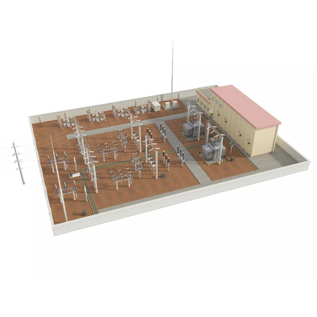 Transformer Substation 3D Model – High Poly Industrial Asset, FBX, OBJ - View 12