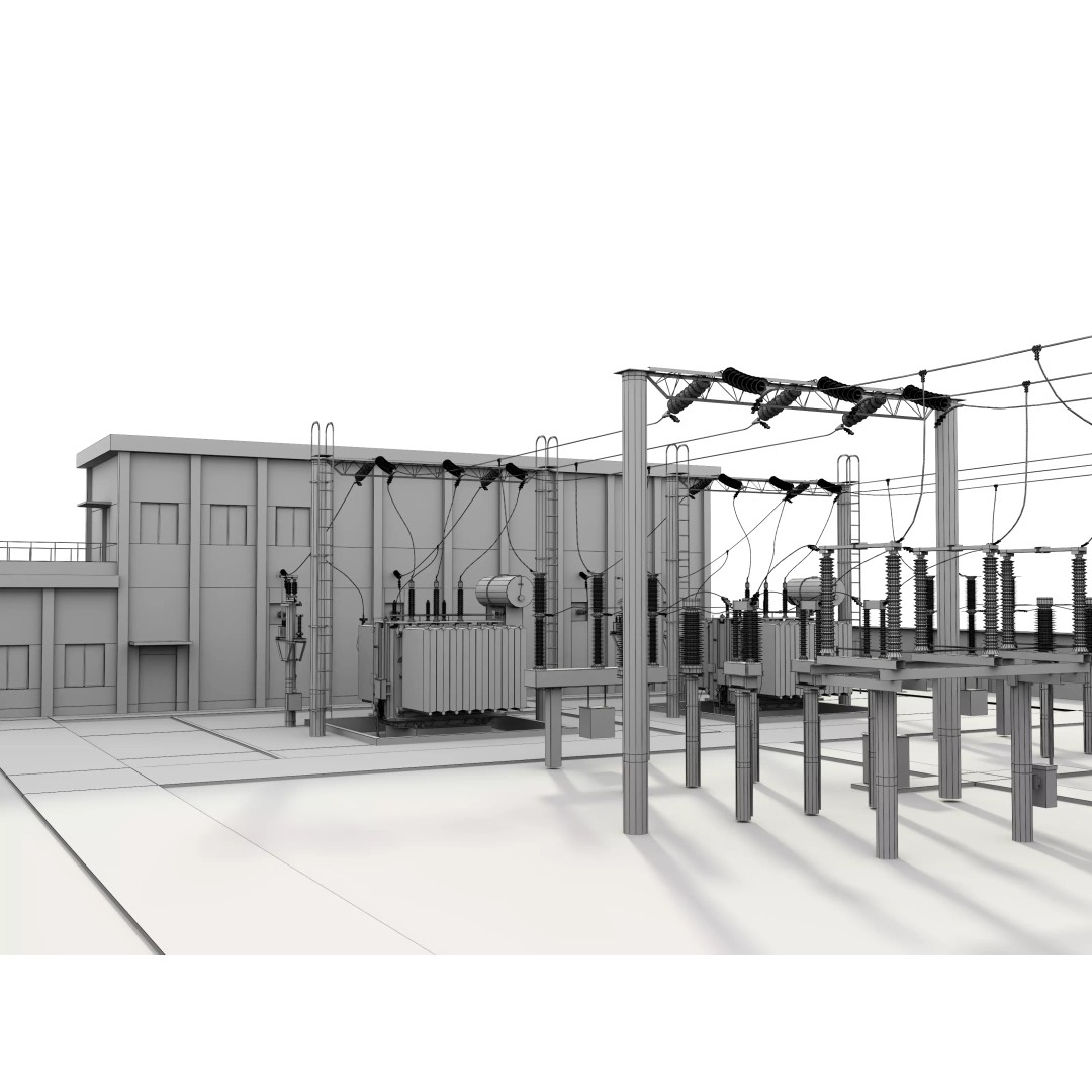 Transformer Substation 3D Model – High Poly Industrial Asset, FBX, OBJ - View 16