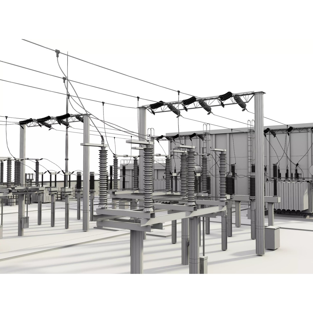 Transformer Substation 3D Model – High Poly Industrial Asset, FBX, OBJ - View 17