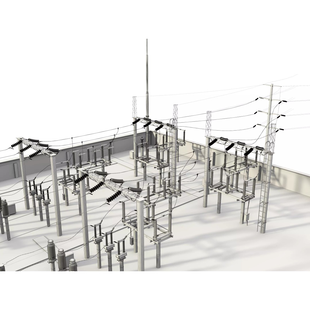 Transformer Substation 3D Model – High Poly Industrial Asset, FBX, OBJ - View 18