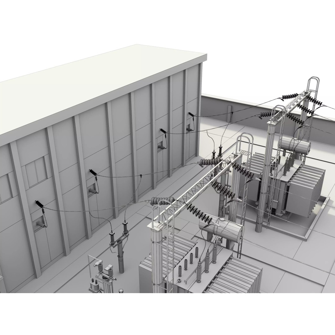 Transformer Substation 3D Model – High Poly Industrial Asset, FBX, OBJ - View 20