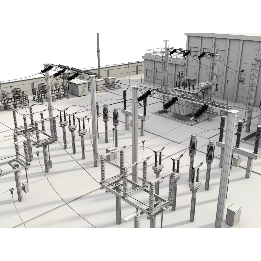 Transformer Substation 3D Model – High Poly Industrial Asset, FBX, OBJ - View 22