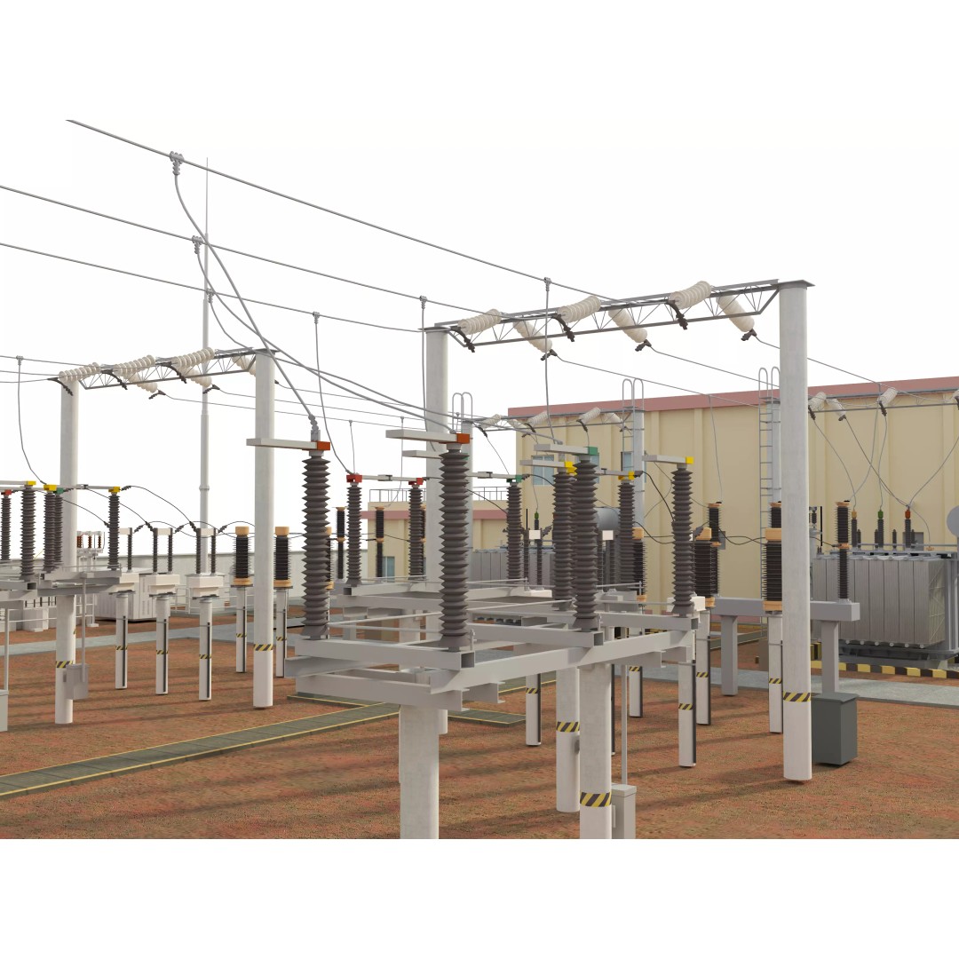 Transformer Substation 3D Model – High Poly Industrial Asset, FBX, OBJ - View 4