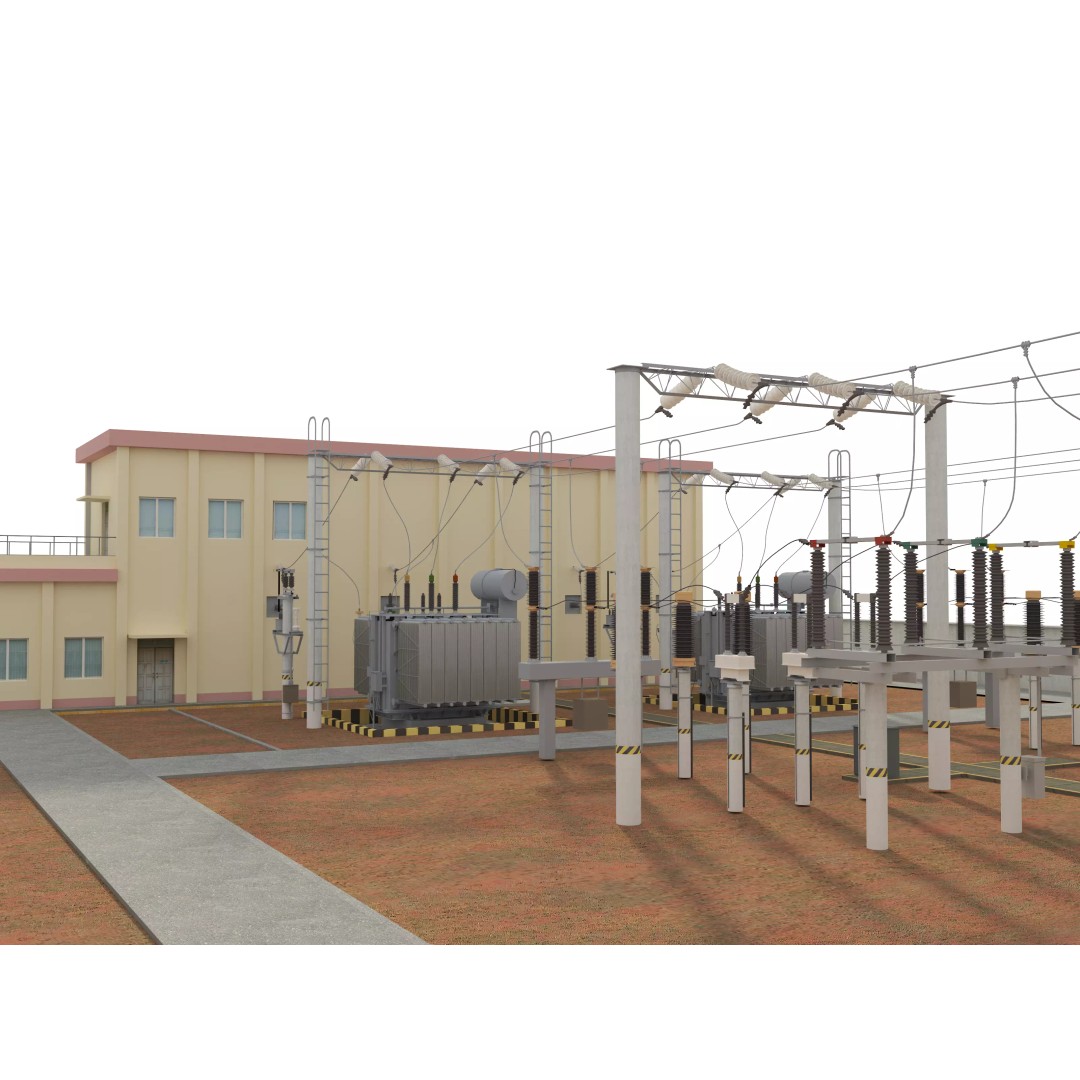 Transformer Substation 3D Model – High Poly Industrial Asset, FBX, OBJ - View 5