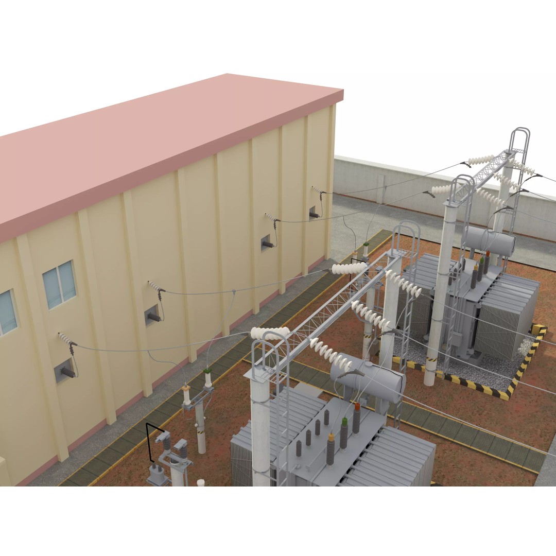 Transformer Substation 3D Model – High Poly Industrial Asset, FBX, OBJ - View 6