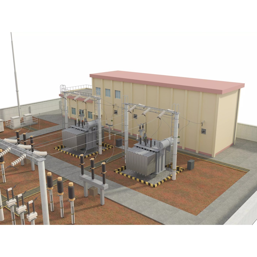 Transformer Substation 3D Model – High Poly Industrial Asset, FBX, OBJ - View 8