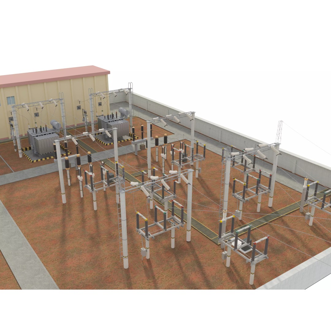 Transformer Substation 3D Model – High Poly Industrial Asset, FBX, OBJ - View 9