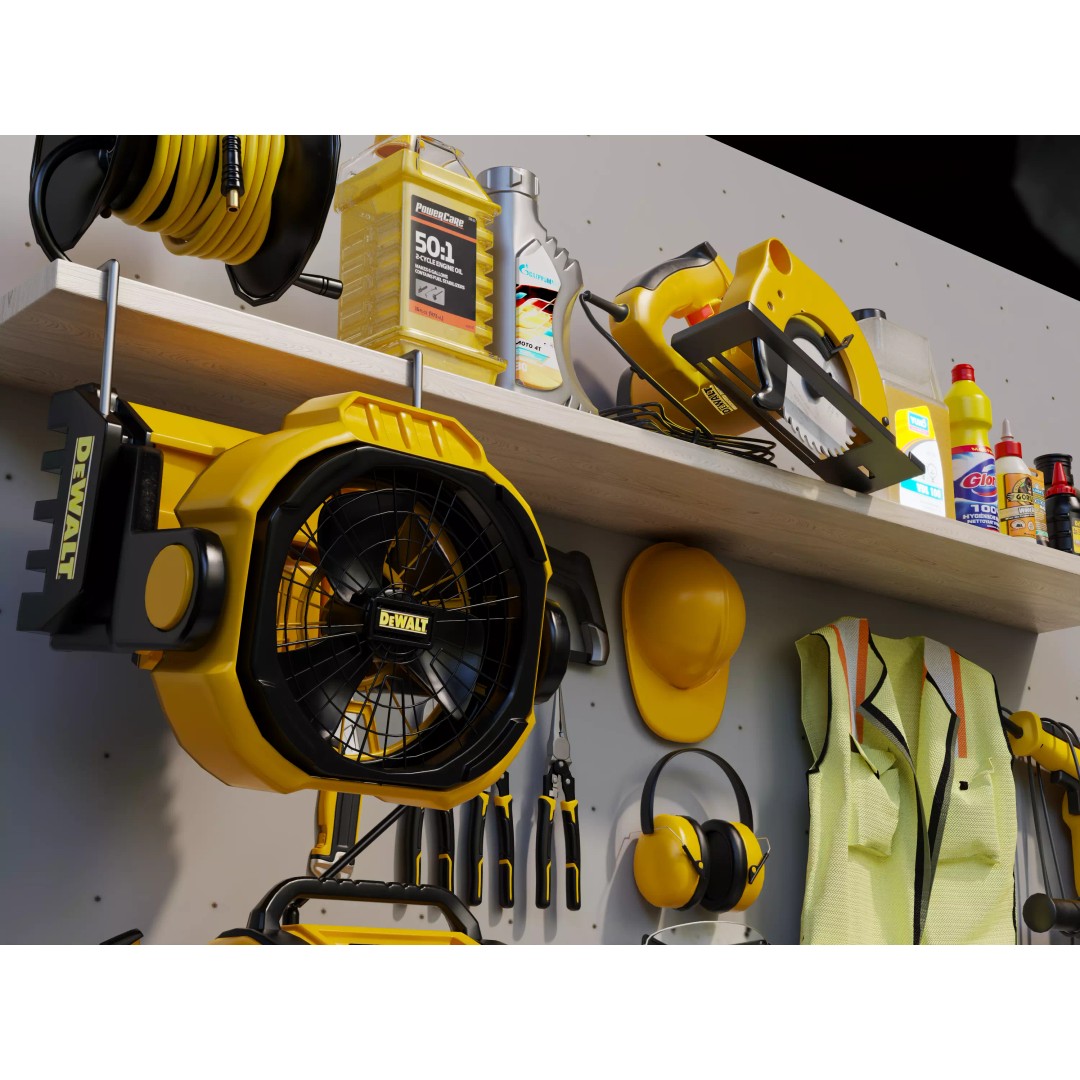 Complete Workshop Garage Tool Wall Organizer 3D Model – High Poly, PBR, FBX - View 6
