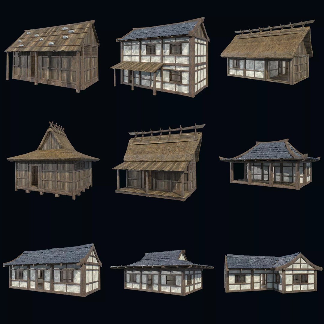 Asian House 3D Model – Low Poly Game-Ready Collection, FBX & OBJ - View 2