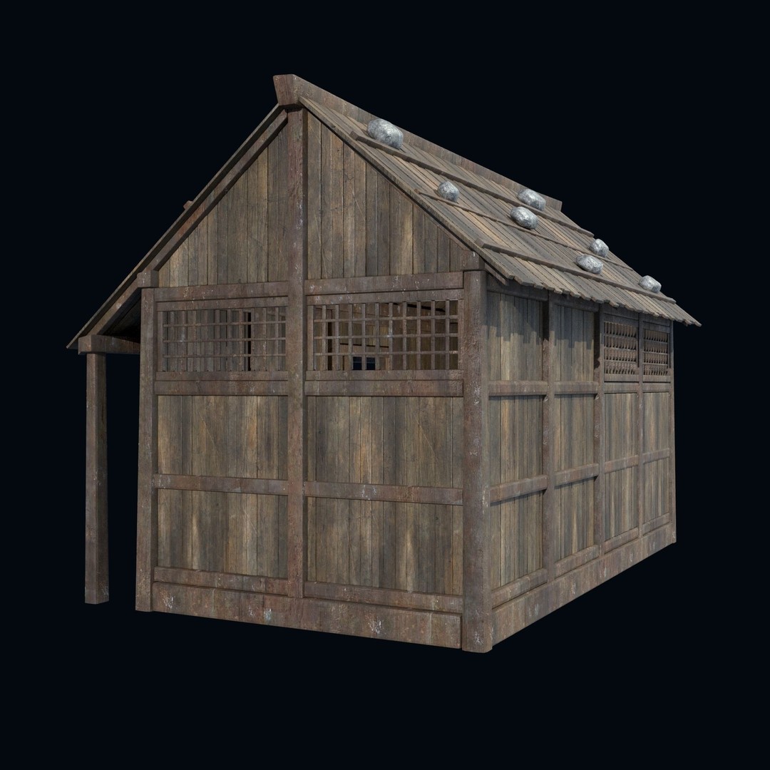 Asian House 3D Model – Low Poly Game-Ready Collection, FBX & OBJ - View 4