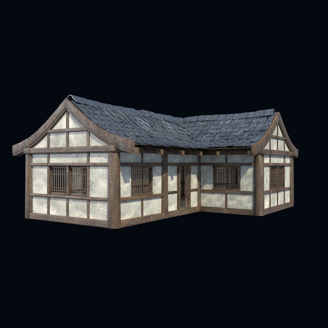 Asian House 3D Model – Low Poly Game-Ready Collection, FBX & OBJ - View 45