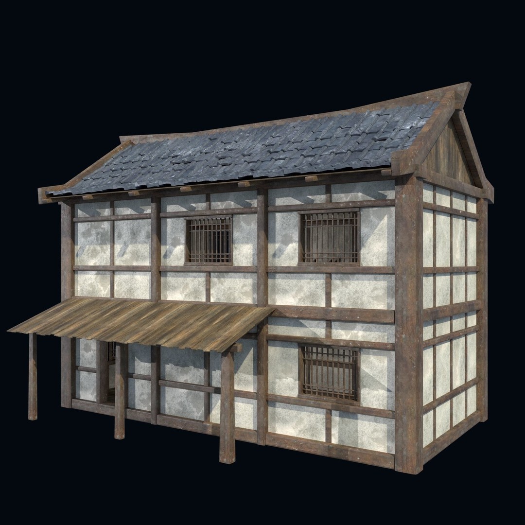 Asian House 3D Model – Low Poly Game-Ready Collection, FBX & OBJ - View 8