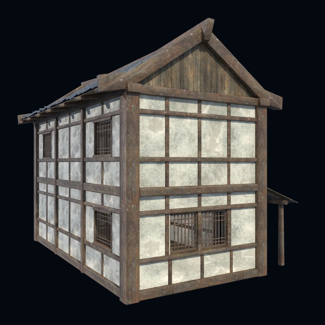 Asian House 3D Model – Low Poly Game-Ready Collection, FBX & OBJ - View 9