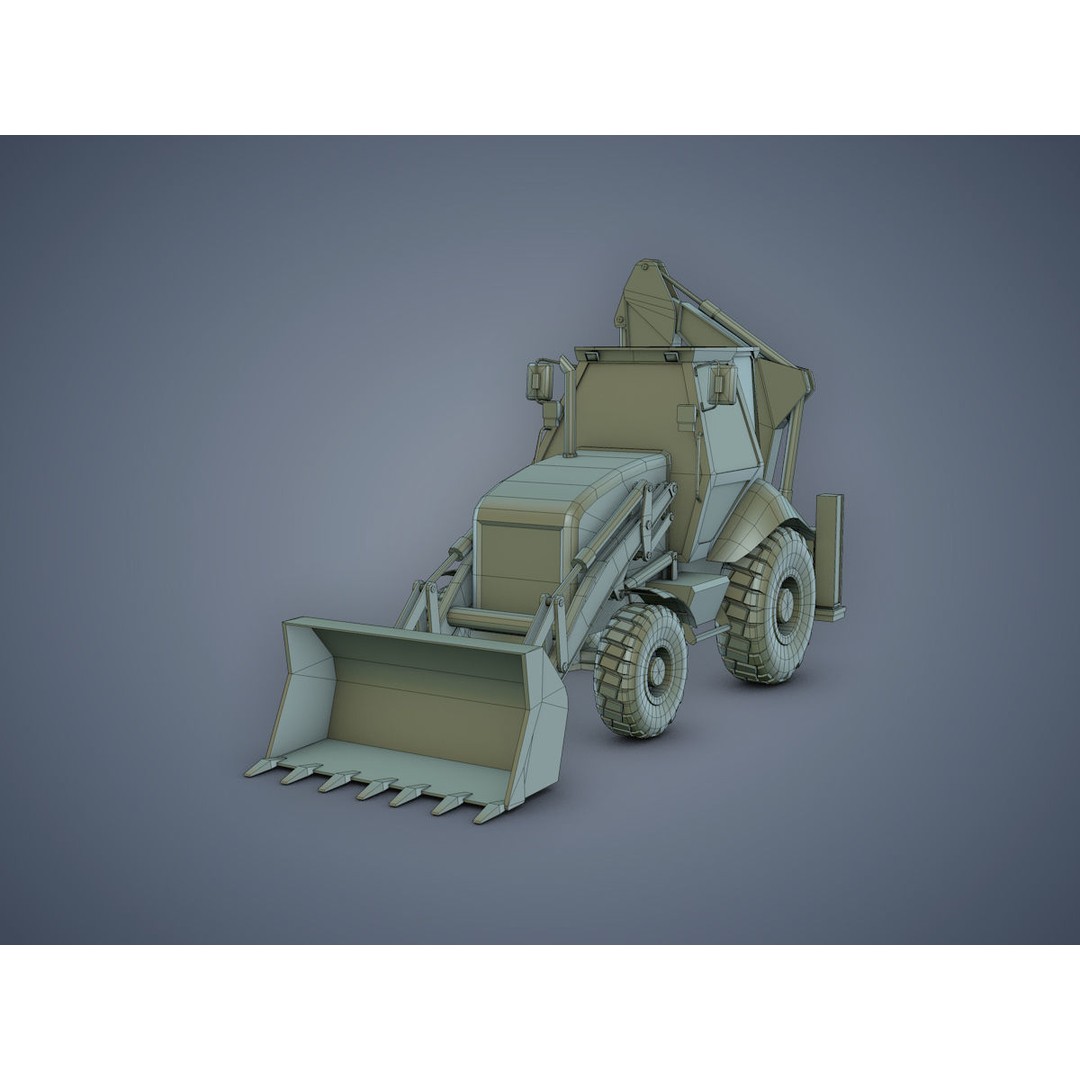 JCB Loader Backhoe 3D Model – Low Poly Game Asset, FBX