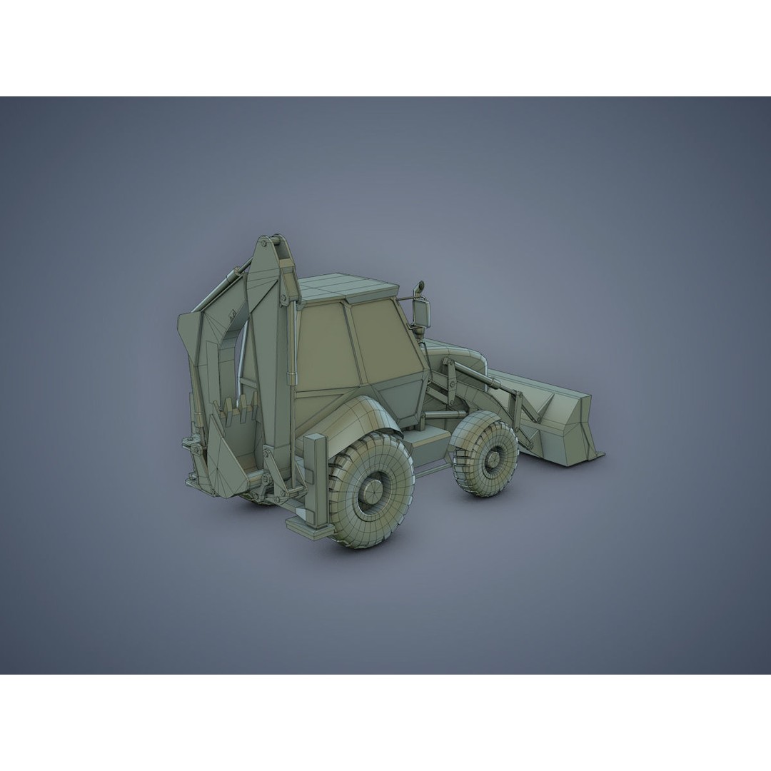 JCB Loader Backhoe 3D Model – Low Poly Game Asset, FBX - View 13