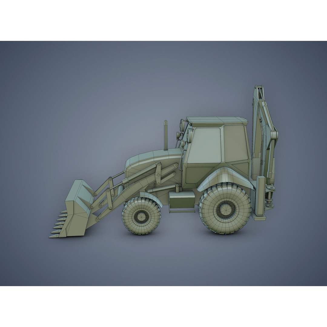 JCB Loader Backhoe 3D Model – Low Poly Game Asset, FBX - View 14