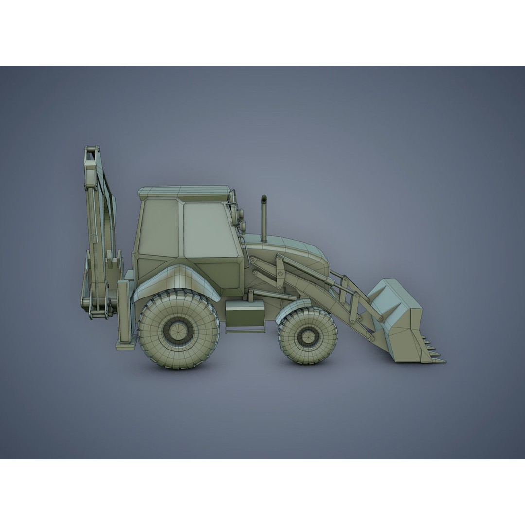 JCB Loader Backhoe 3D Model – Low Poly Game Asset, FBX - View 15