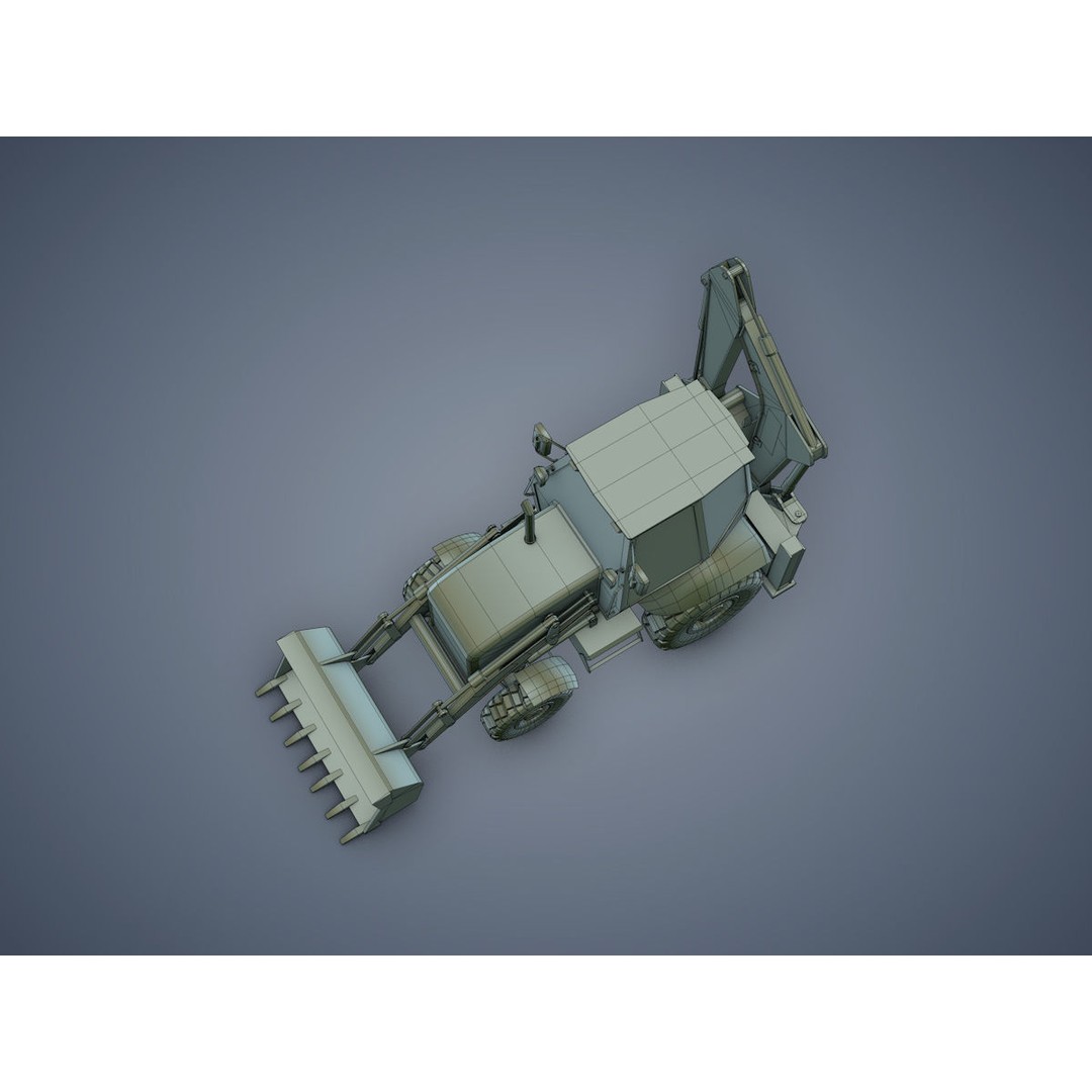 JCB Loader Backhoe 3D Model – Low Poly Game Asset, FBX - View 16